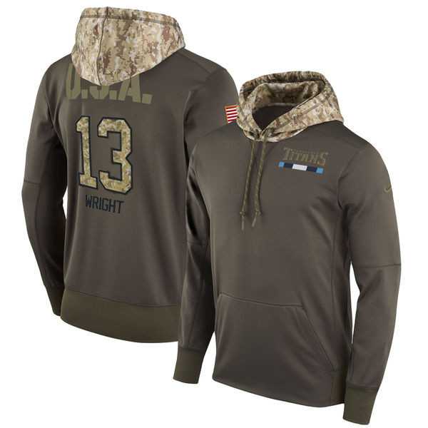 Nike Titans 13 Kendall Wright Men's Olive Salute To Service Pullover Hoodie